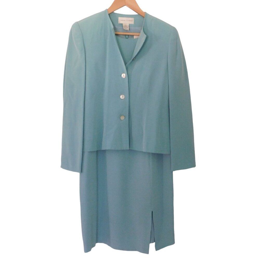 VTG Casual Corner Sleeveless Silk Dress and Jacket Lined Womensβ Sz 2 4 Green